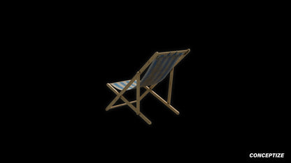 American wood beach chair meticulously handcrafted PBR textured 3D model seaside lounge deck chair coastal furniture Blender Unreal Engine