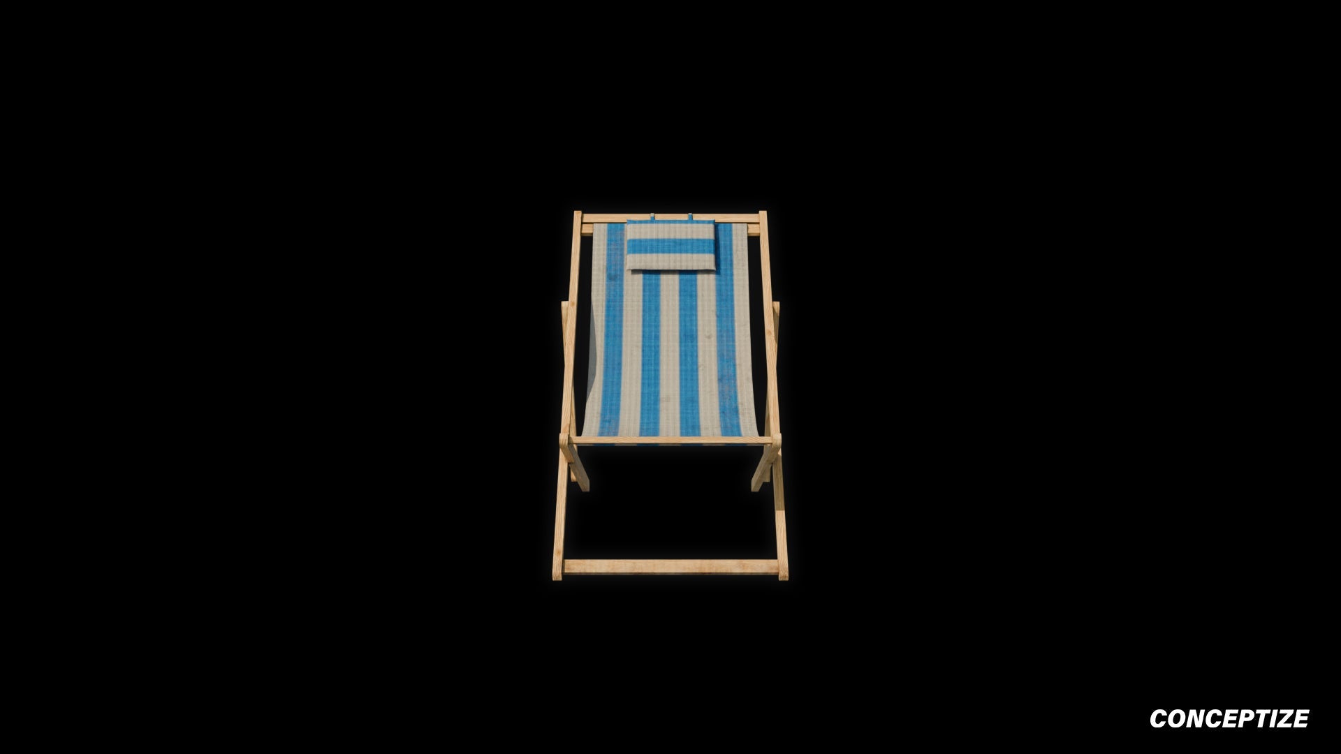 American wood beach chair meticulously handcrafted PBR textured 3D model seaside lounge deck chair coastal furniture Blender Unreal Engine