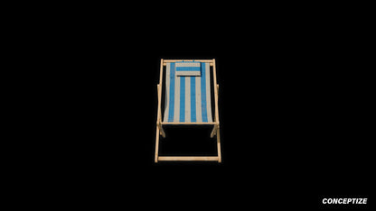 American wood beach chair meticulously handcrafted PBR textured 3D model seaside lounge deck chair coastal furniture Blender Unreal Engine