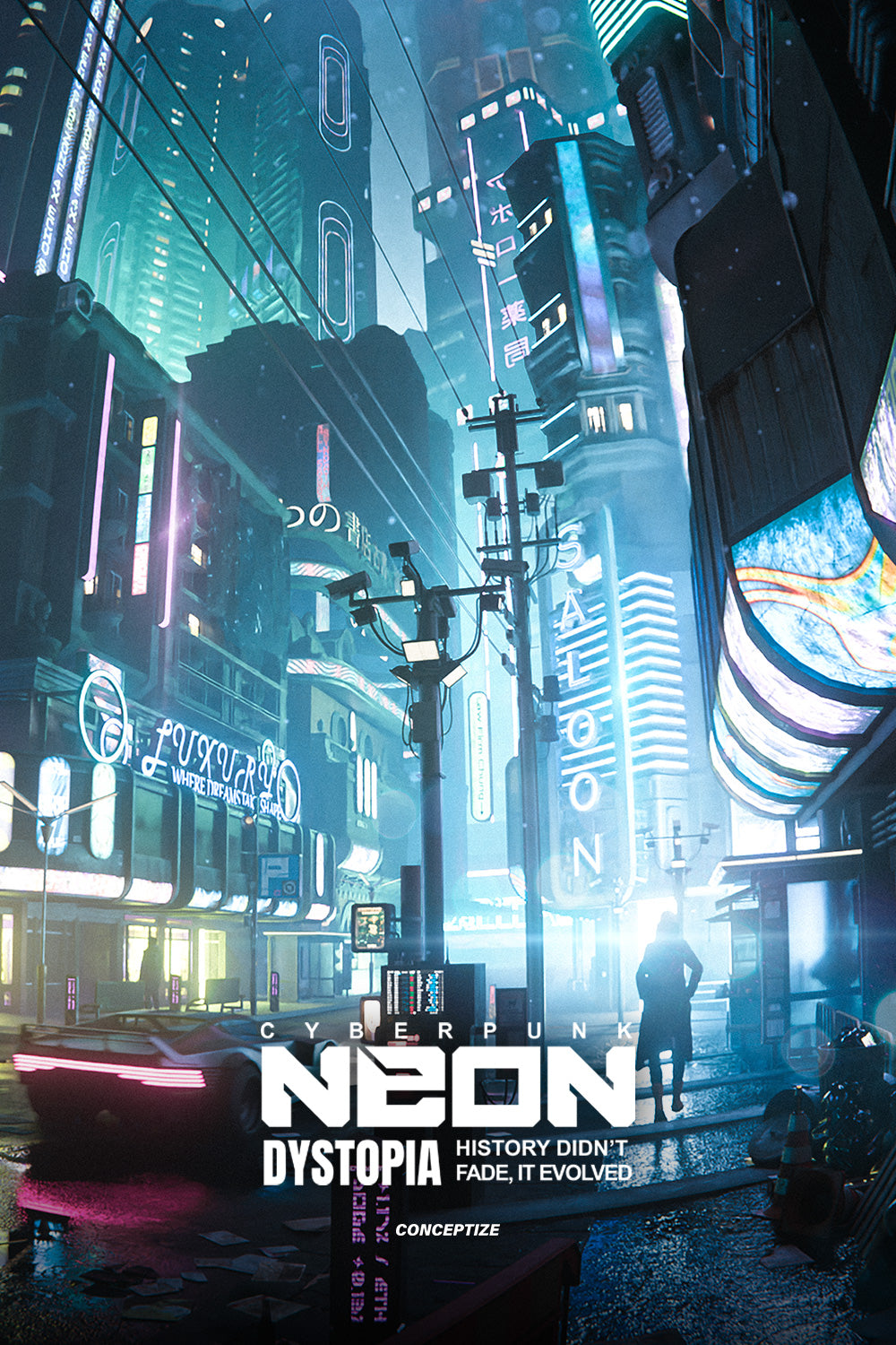 how to make a cyberpunk neon dystopia 3d asset pack blade runner futuristic city retro futurism sci fi premium models props aircon hvac videogame kitbash district conceptize conceptise visualize fog blender unreal engine replicant home gsd genis salvador design