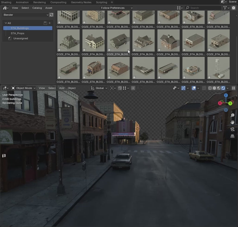 american building 3d model vfx videogame route 66 premium asset pack kitbash3d modeling pack small town conceptize