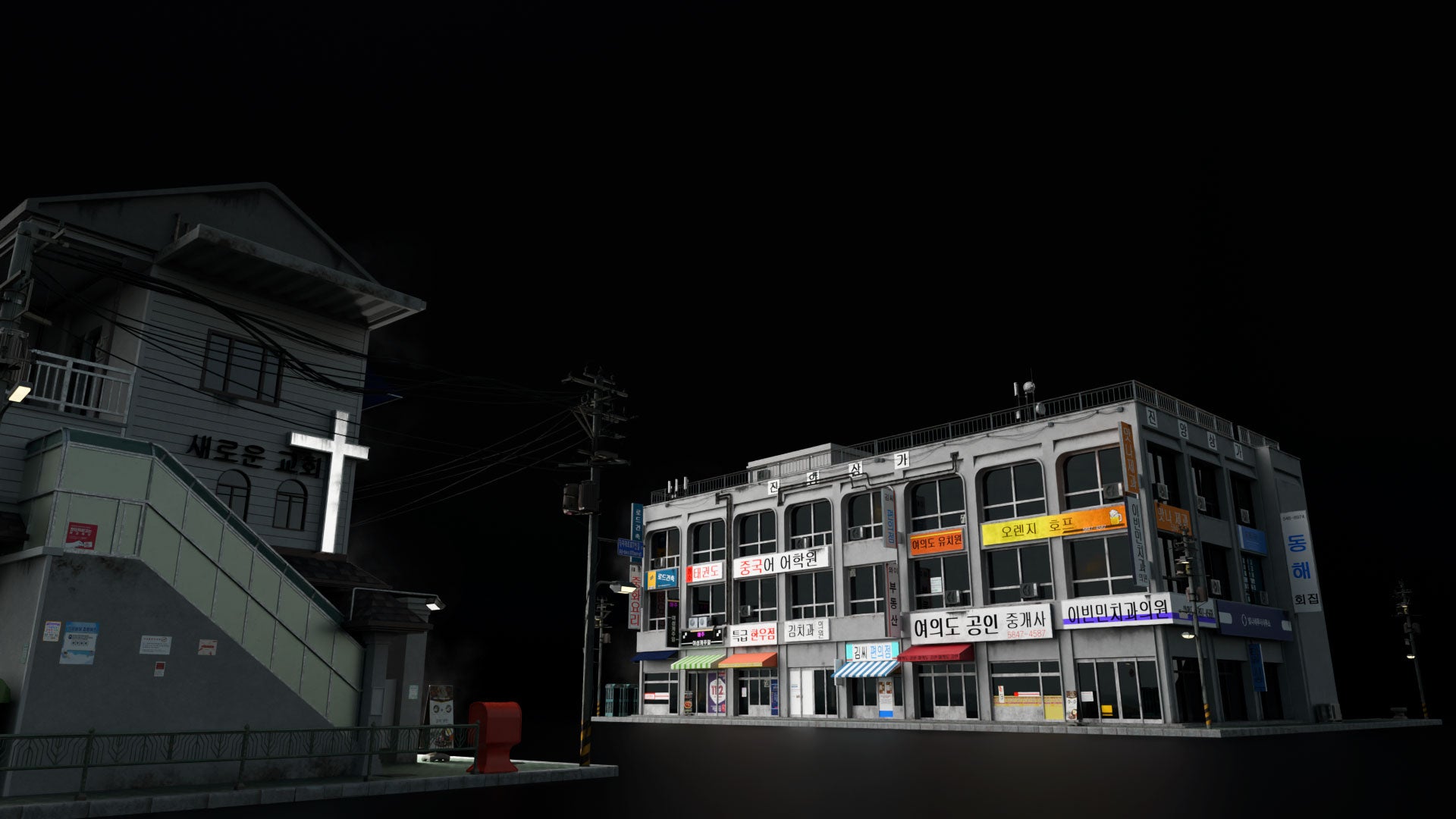 seoul 3d asset pack south korea building kit conceptize premium models church retail textures materials decals korean props videogames webcomics vfx visual effects