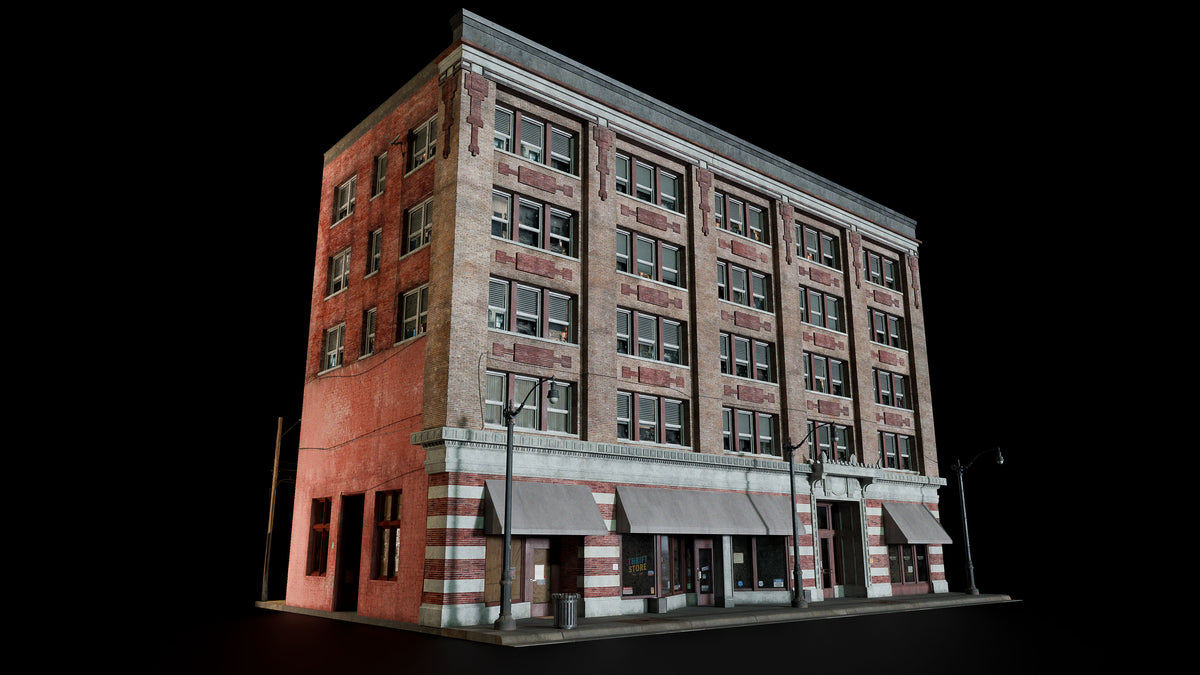 main street modular hero 3d assets pack for small town america part 2 by conceptize facade retail brick building pieces
