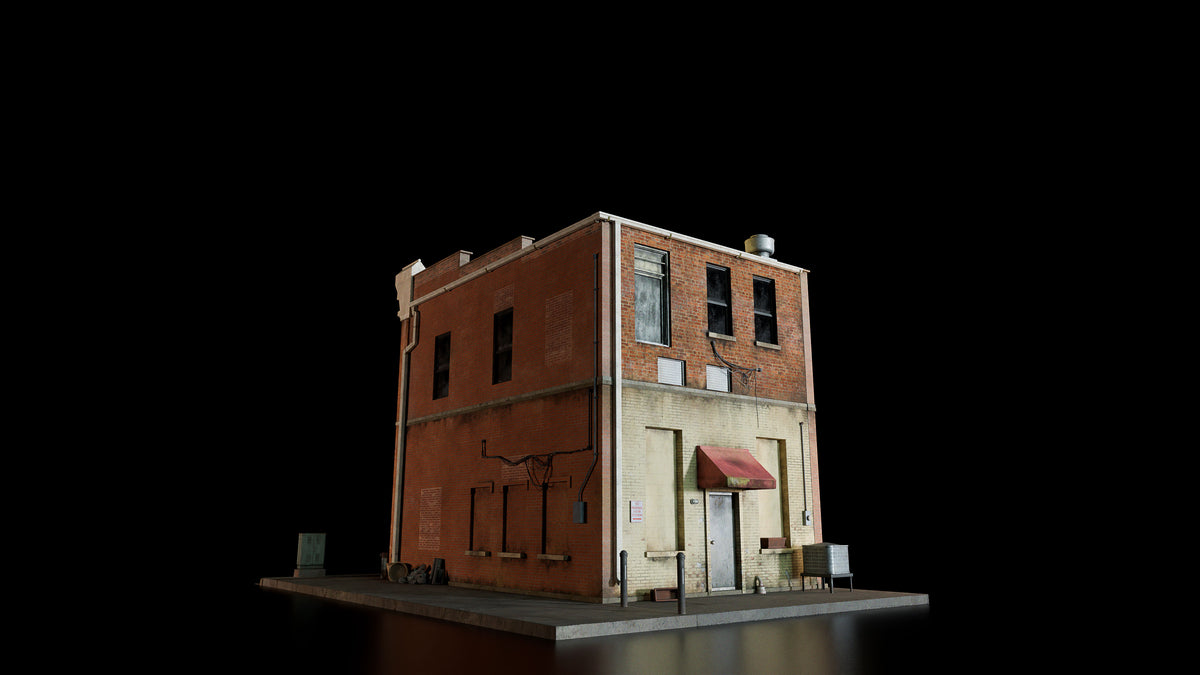 main street modular hero 3d assets pack for small town america part 2 by conceptize back alley brick building 