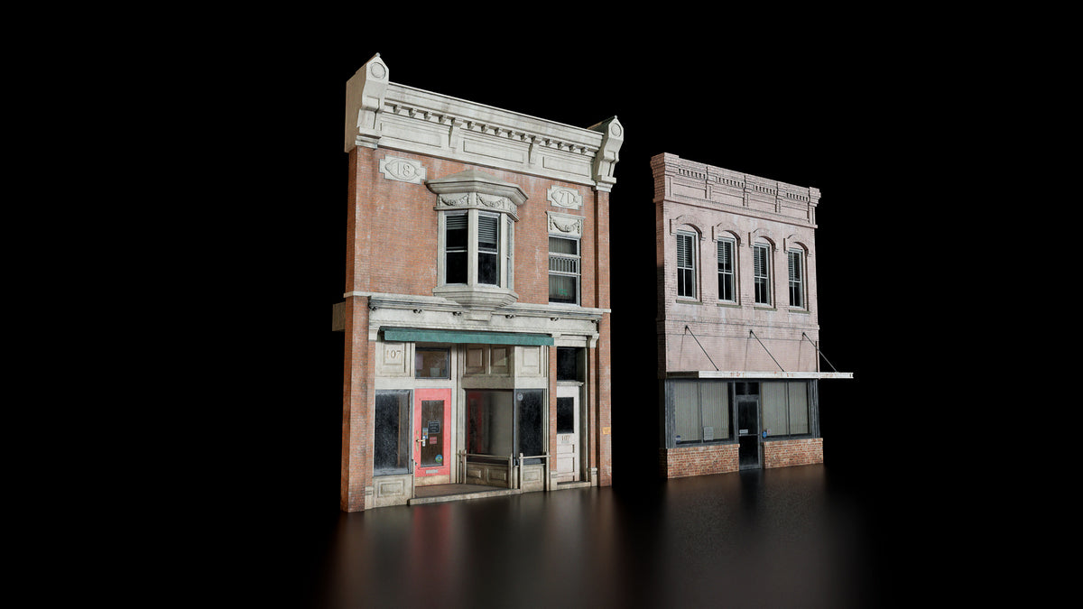 main street modular hero 3d assets pack for small town america part 2 by conceptize facade retail brick building pieces